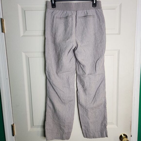 Athleta 100% Linen Elastic Pull On Grey Pants Sz 6 Beachy Resort Travel - Picture 2 of 11